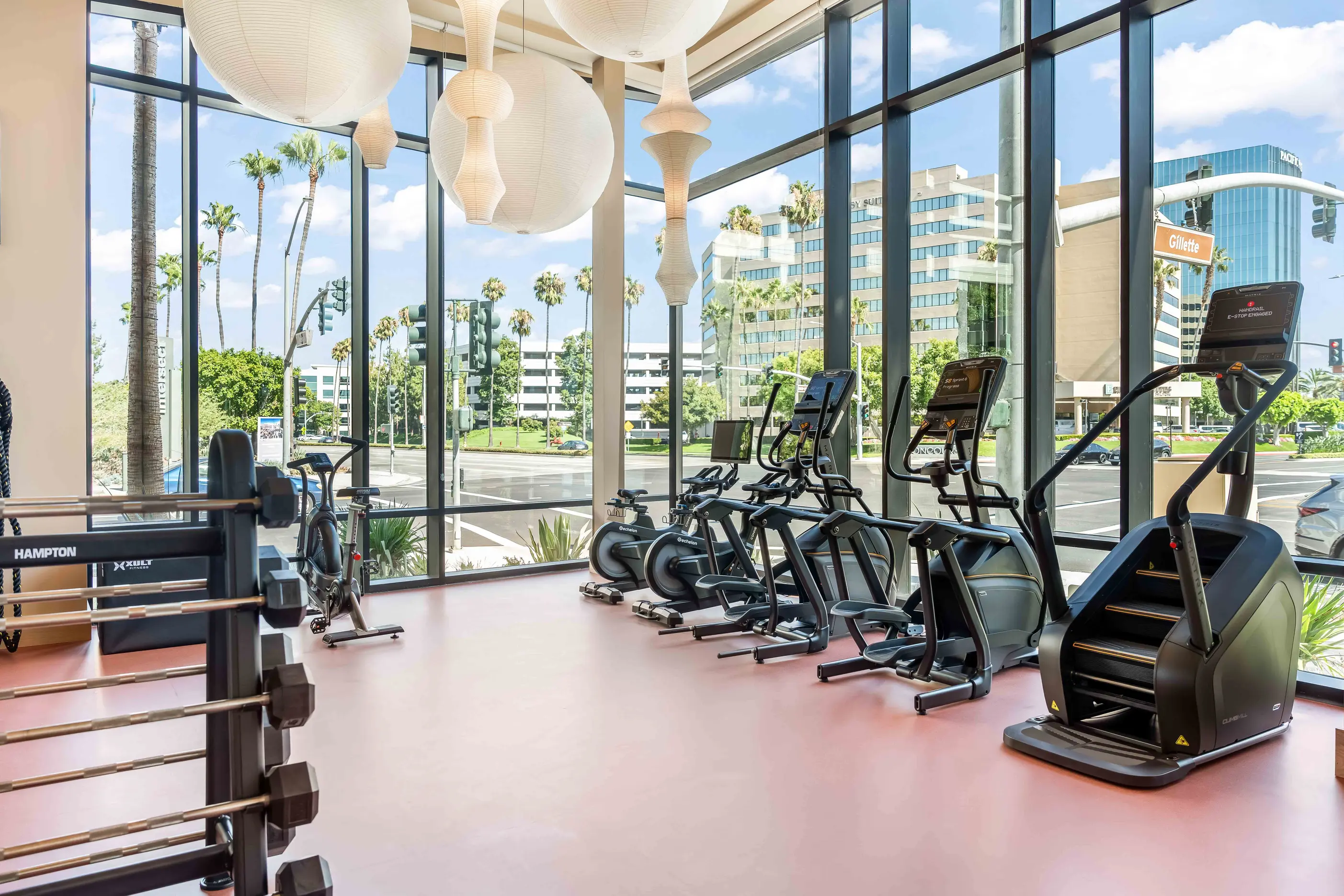 In-building gym at Aurum, Irvine