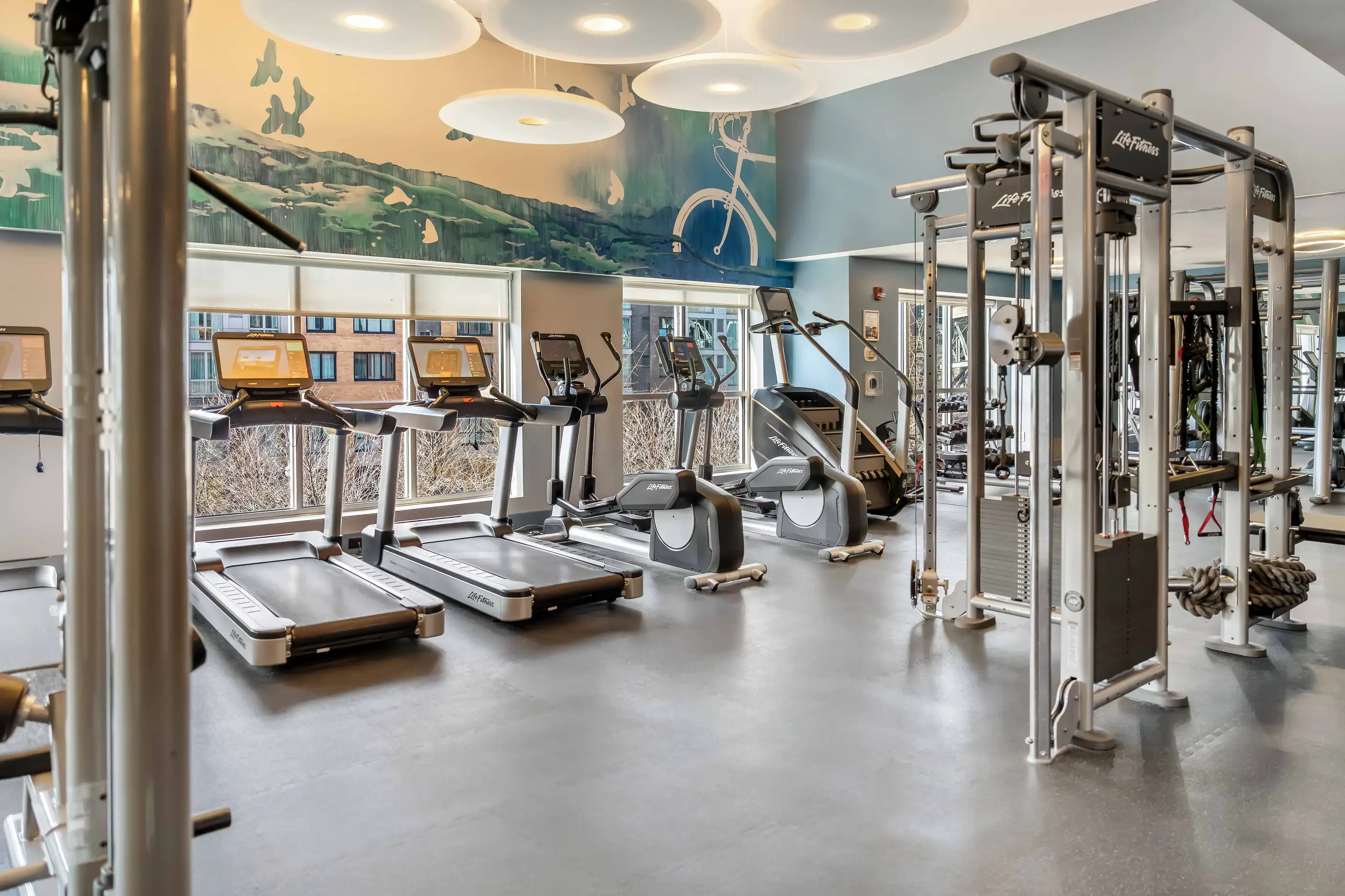 The fitness floor at Estuary, Weehawken