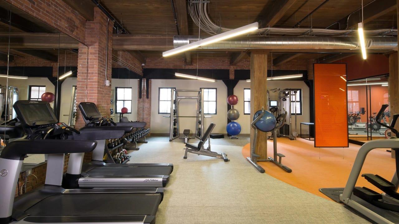 The fitness floor at Modera Lofts, Jersey City
