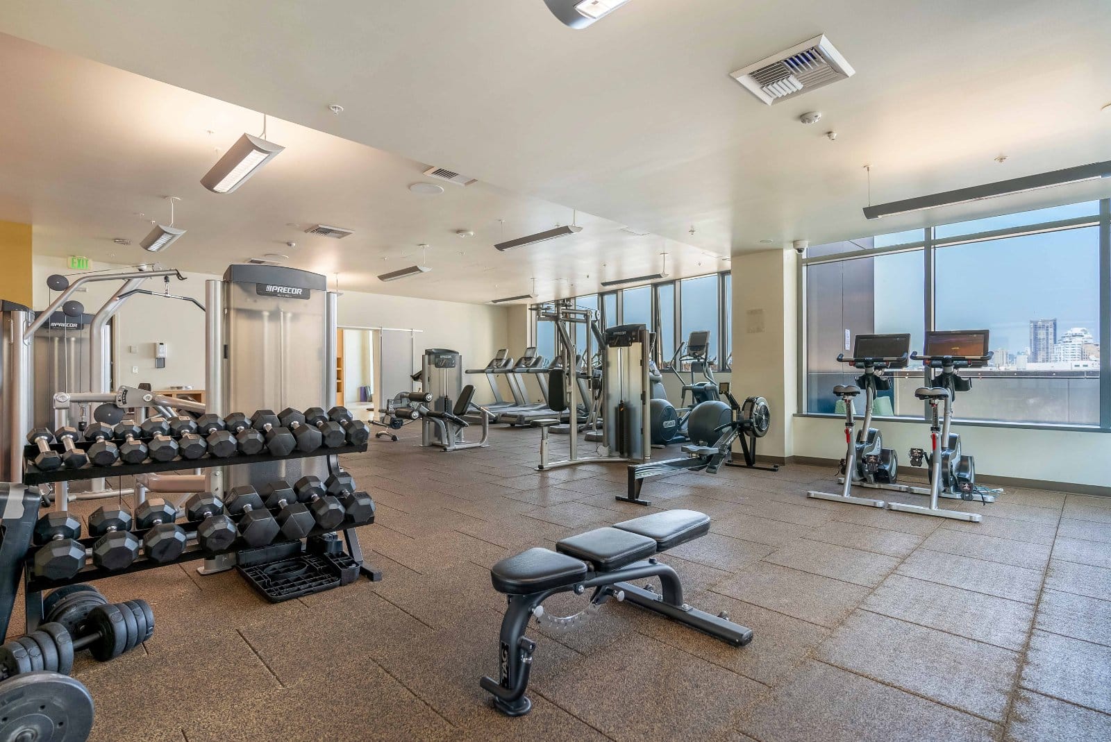 The fitness floor at Griffis Waterfront, Seattle