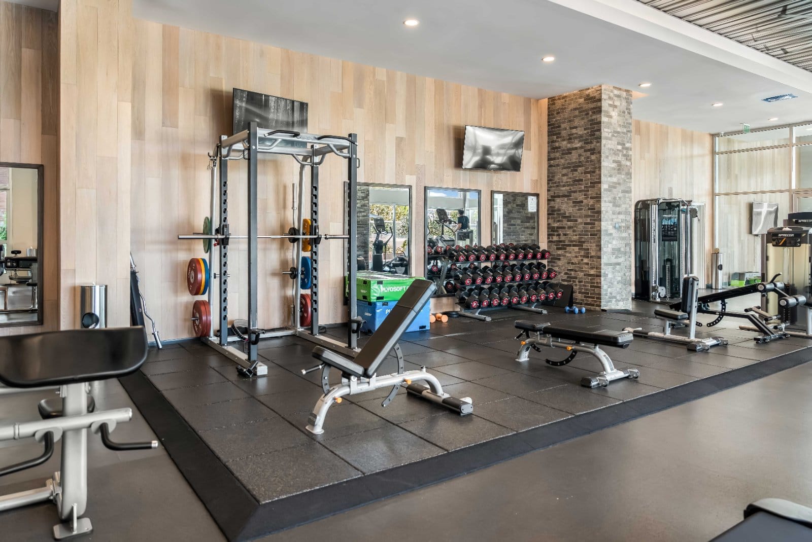 In-building gym at One Uptown Newport, Newport Beach