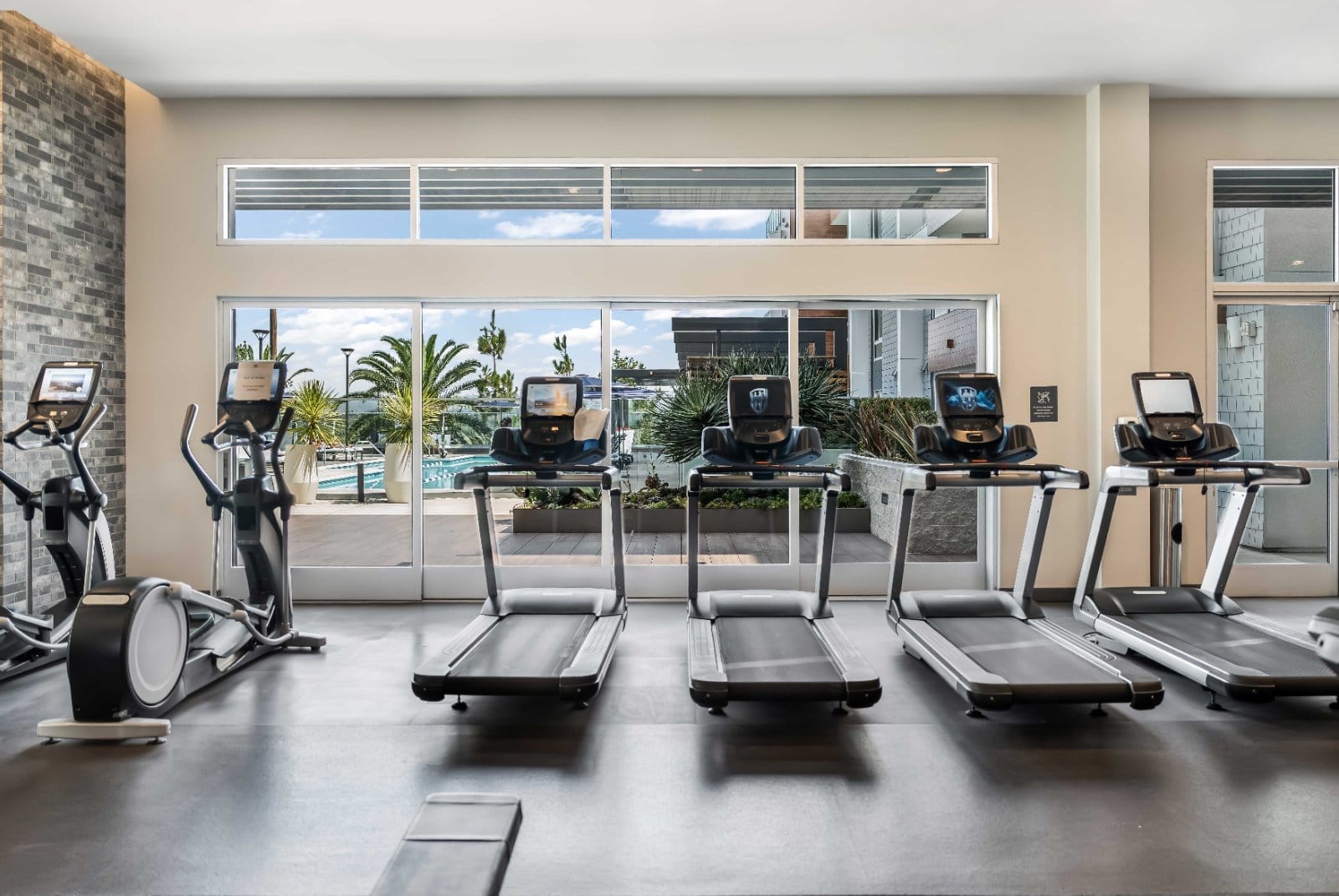 The fitness floor at One Uptown Newport, Newport Beach